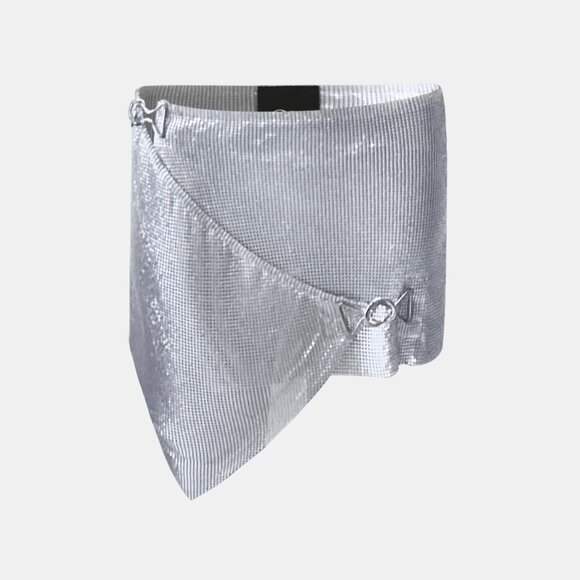 OW Collection Gemma Mini Skirt in Silver Medium New Womens Chainmail - Picture 12 of 15